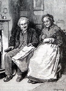 Vanhempi pariskunta. Kirjailija William Small (1843-1929) englantilainen kuvittaja. 1880 (kaiverrus) tekijältä William Small