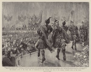 Edinburghin musiikkisalissa pidetyt juhlat Forth-joessa makaavien saksalaisten sota-alusten upseereille ja miehille