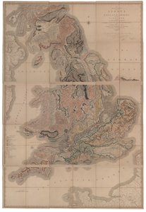 Englannin ja Walesin osien rajaaminen osan Skotlannista kanssa Ensimmäinen geologinen kartta