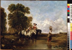 Fordin ylitys (Fordin kautta). William I Shayerin (1788-1879) maalaus. Öljy kankaalle, 94,5 x 127,5 cm. 1800-luvun englantilainen koulu. Valtion M.K. Ciurlionisin taidemuseo, Kaunas (Liettua).