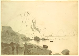 Piirros, Näkymä Caprista, Italia, jossa näkyy etelärannikko ja Faraglione, n. 1865. tekijältä William Stanley Haseltine