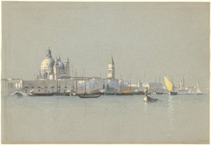 Näkymä Giudeccan kanavan yli kohti Salutea ja Campanile of San Marcoa tekijältä William Stanley Haseltine