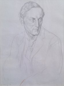 Sir Henry John Newboltin (1862-1938) runoilijan muotokuva, 1898 (hopeapiste paperilla) tekijältä William Strang
