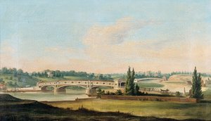 Näkymä sillalta Schuylkill-joen yli tekijältä William Strickland