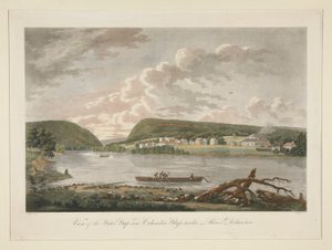 Vista del Water Gap i Columbian Glassworks, River Delawarefinnish tekijältä William Strickland