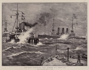 Naval Maneuvres, H M S Benbow raskaassa meressä