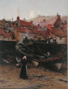 Quayside at Staithes, Yorkshire (öljy kankaalle)