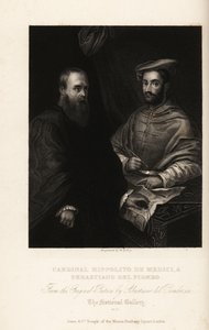 Muotokuva Sebastiano del Piombosta, italialaisesta korkearenessanssin ja varhaisen manierismin aikakauden taidemaalarista, noin 1485-1547, kardinaali Ippolito de
