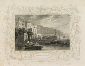 Adelphi Terrace, mukaan lukien Water Gate, York Buildings, Lontoo tekijältä William Tombleson