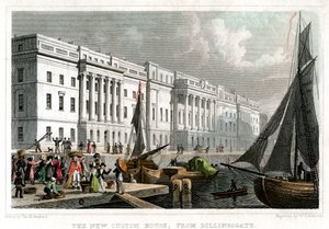 Uusi Custom House, Billingsgate, Lontoon kaupunki, vuodelta 1830. tekijältä William Tombleson