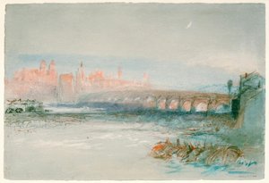 Regensburg nähtynä Tonavan toiselta puolelta tekijältä Joseph Mallord William Turner