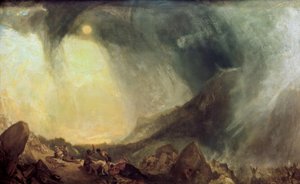 Lumimyrsky: Hannibal ja hänen armeijansa ylittämässä Alpit tekijältä Joseph Mallord William Turner