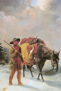 Fur Trapper Crossing the Mountains (öljy kankaalle)
