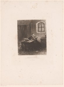 Philip van Marnix van Sint-Aldegonde vankilassa Marnix van St. Aldegonde, kääntää psalmeja vankilassa (otsikko esineessä)