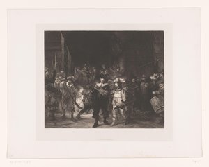 yövahti Amsterdamin piirin II upseerit ja muut asemiehet, joita johtivat kapteeni Frans Banninck Cocq ja luutnantti Willem van Ruytenburch, joka tunnetaan nimellä "yövartio". tekijältä William Unger