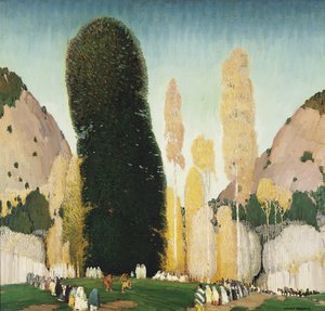 Vuoristoseremonia, n. 1930 (öljy kankaalle) tekijältä William Victor Higgins