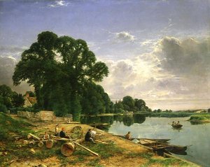 Thamesilla, n. 1870 (öljy kankaalle) tekijältä William W. Gosling