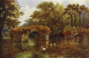 Avon-joki, Warwickin linna (väri litho)