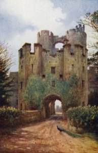 Warwickin linna: Drawbridge ja Portcullis (väri litho)