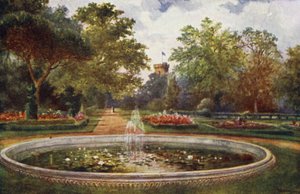Warwick Castle: Terrace Walk (väri litho)