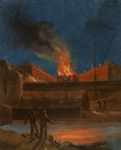 Bristol Riots: The Gaol Burning, n.1831 (öljy paperille)