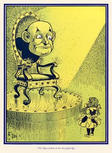 Silmät katsoivat häntä mietteliäänä. L. Frank Baumin teoksesta The Wonderful Wizard of Oz tekijältä William Wallace Denslow