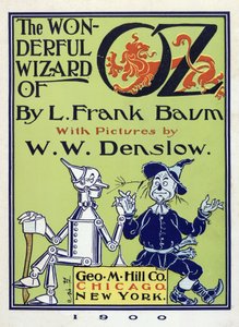 Nimisivu Lyman Frank Baumin (1856 - 1919) pubista The Wonderful Wizard of Oz. 1900 (värilitografia)