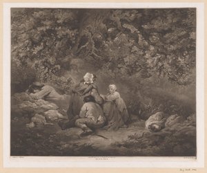 Perhe lepäämässä metsässä Kipsi (otsikko esineessä) tekijältä William Ward