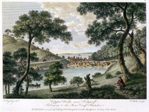 Mona Companyn omistama kuparitehdas lähellä Holywellia, Flintshire, Wales, 1792