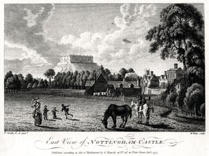 Itänäkymä Nottinghamin linnalle, Nottinghamshire, 1777