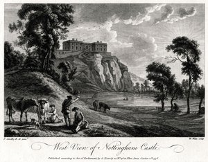 Länsinäkymä Nottinghamin linnalle, Nottinghamshire, 1776