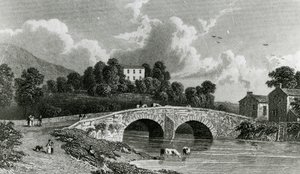 Greta Hall ja Keswickin silta, kaiverrus E. Francis, 1842