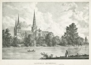 Lichfield Cathedral - South View: litografia, nd [1781-1850] tekijältä William Westall