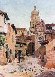 Salamanca, vanha katu (väri litho)