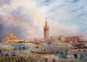 Sevilla, näkymä kaupunkiin (väri litho) tekijältä William Wiehe Collins