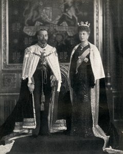 Kuningas Yrjö V ja kuningatar Mary avasivat parlamenttinsa ensimmäistä kertaa 6. helmikuuta 1911 1951. tekijältä William and Daniel Downey