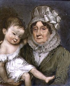 Agnes FitzHerbertin äiti yhden lapsenlapsensa kanssa, n. 1817 (liuskekivi)