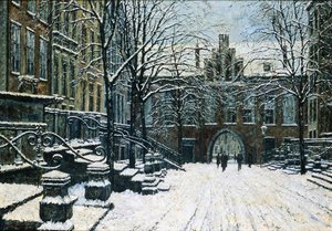 Mariacka Street, Gdansk in Winter, n.1920 (öljy kankaalle) tekijältä Willibald Werner