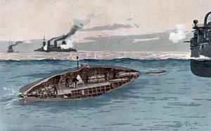 Sukellusvene, noin 1905 (akvarelli)