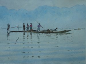 923 Kalastus Inle-järvellä tekijältä Wilson Clive