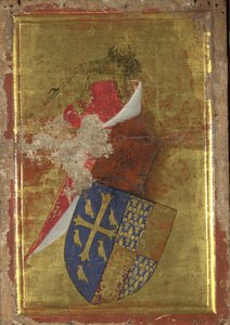 Englannin Richard II:n vaakuna Wiltonin diptyykin ulkopaneeli, vuosien 1395 ja 1399 välillä tekijältä Wilton Master