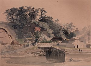 Maisema sillan kanssa, 1800-luvun puoliväli. tekijältä Winckworth Allan Gay