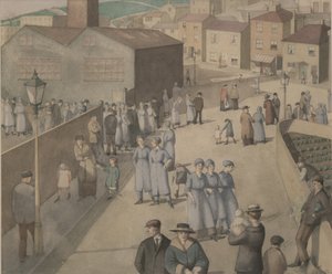 Poistuminen sotatarviketehtaista tekijältä Winifred Knights