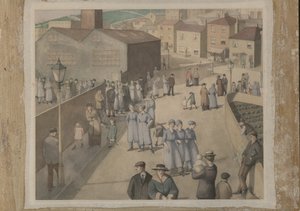 Poistuminen sotatarviketehtaista tekijältä Winifred Knights