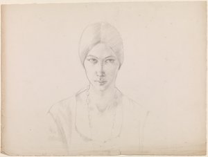 Omakuva (lyijykynä paperille) tekijältä Winifred Knights