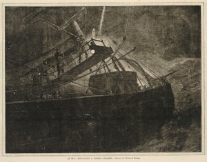 Merellä - ohikulkevan höyrylaivan merkinantoa, alkaen Joka lauantai, 8. huhtikuuta 1871. tekijältä Winslow Homer