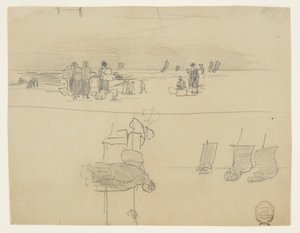 Rantakuvaus, jossa naiset kantavat koreja, cullercoats, Englanti tekijältä Winslow Homer