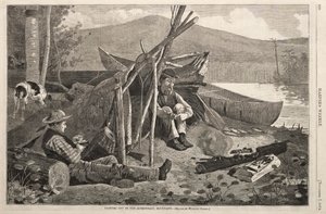 Leirintäalue Adirondackin vuoristossa, 1874. tekijältä Winslow Homer