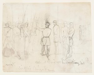 Eversti Dwight tarkastamassa rykmenttiään tekijältä Winslow Homer
