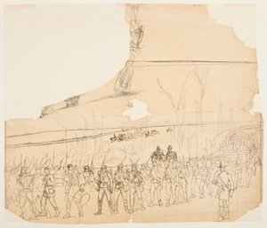Piirros, Jalkaväen kolonna maaliskuussa, 1862 tekijältä Winslow Homer